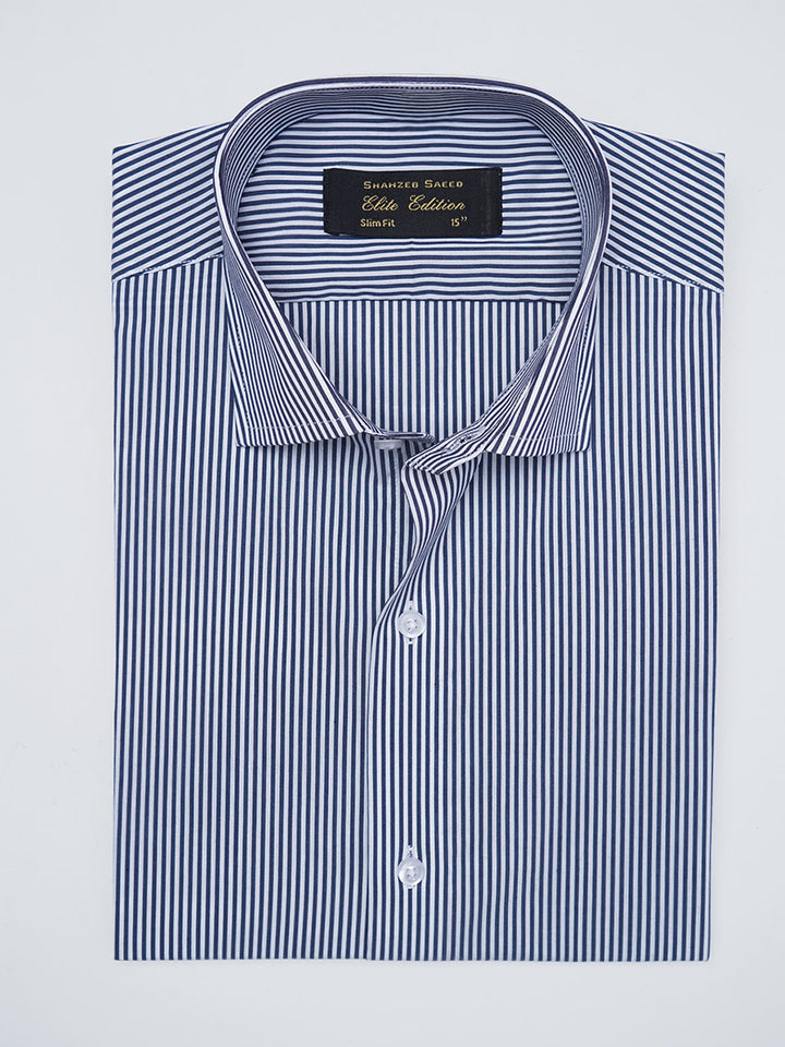 Blue & White Striped, Elite Edition, Cutaway Collar Men’s Formal Shirt (FS-2971)