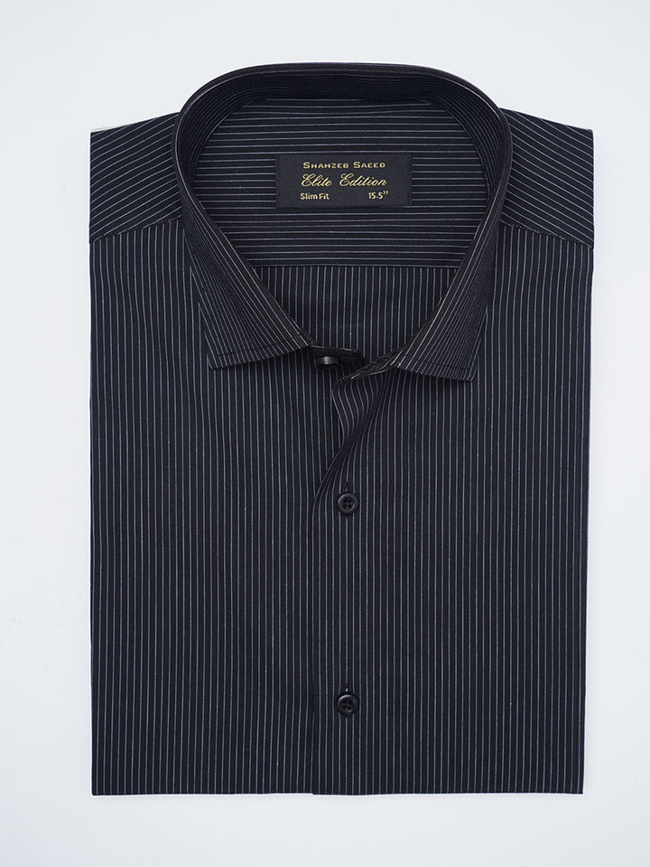 Black Striped, Elite Edition, Cutaway Collar Men’s Formal Shirt (FS-2972)