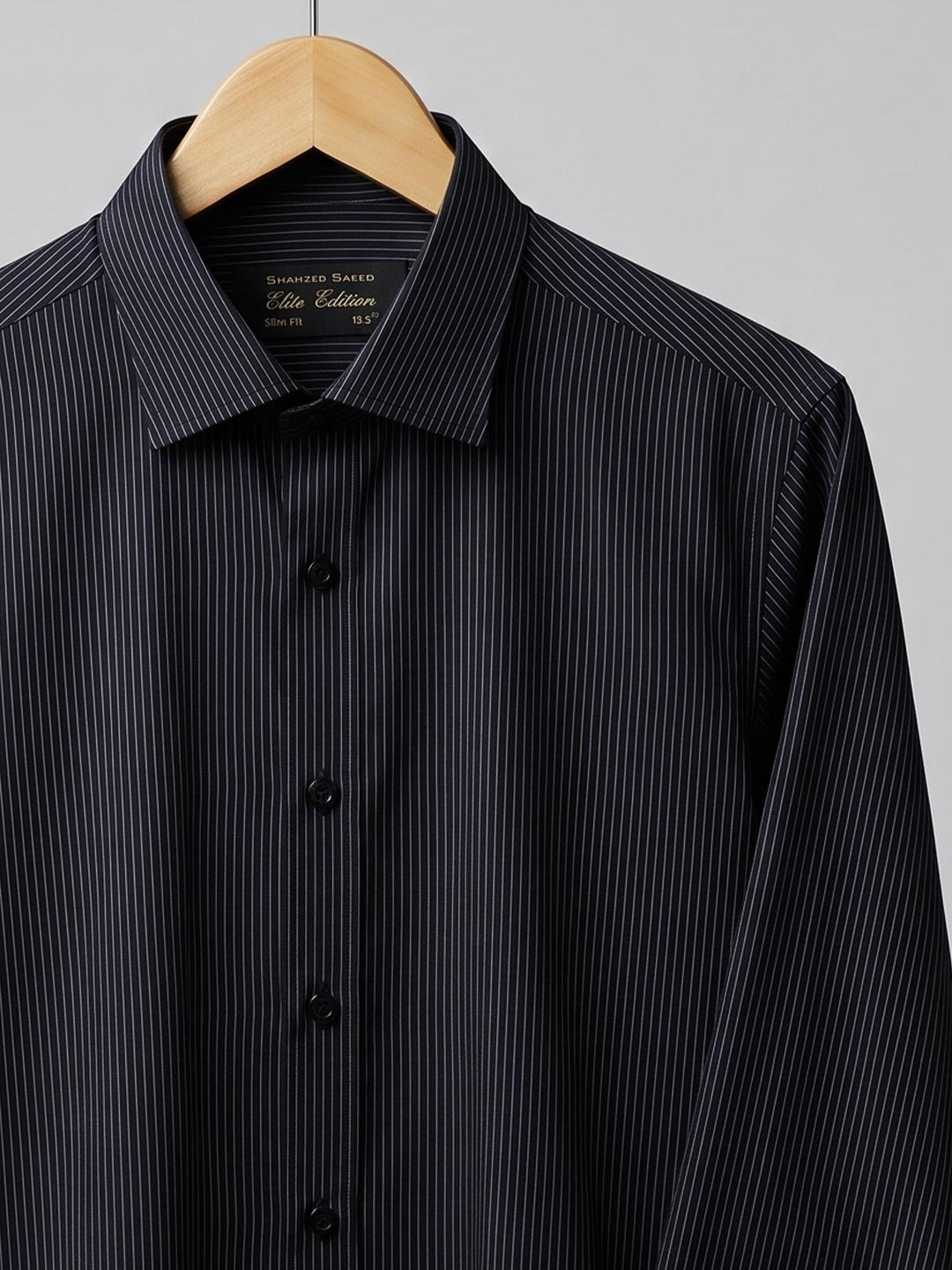 Black Striped, Elite Edition, Cutaway Collar Men’s Formal Shirt (FS-2972)