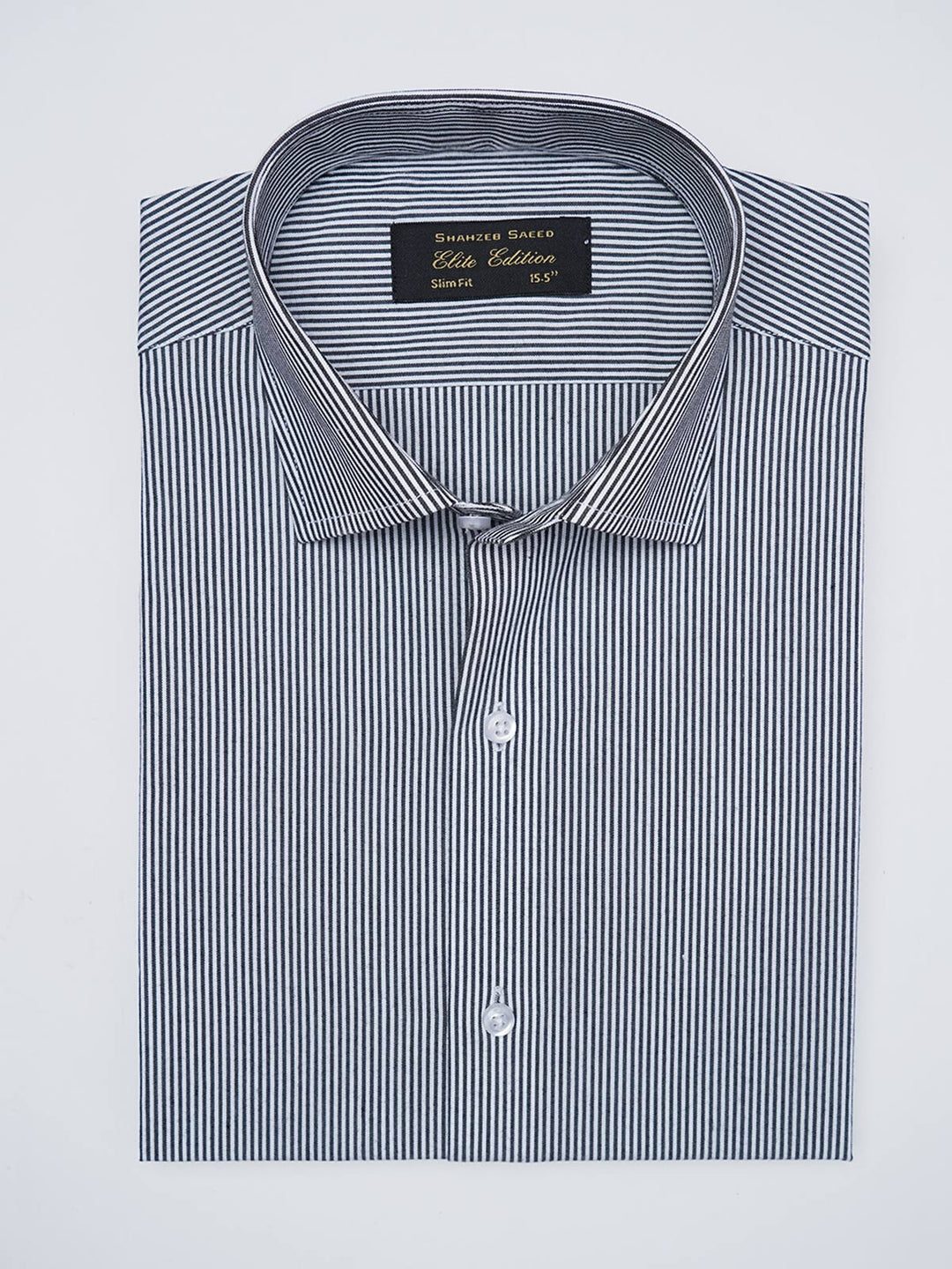Grey & White Striped, Elite Edition, Cutaway Collar Men’s Formal Shirt (FS-2975)