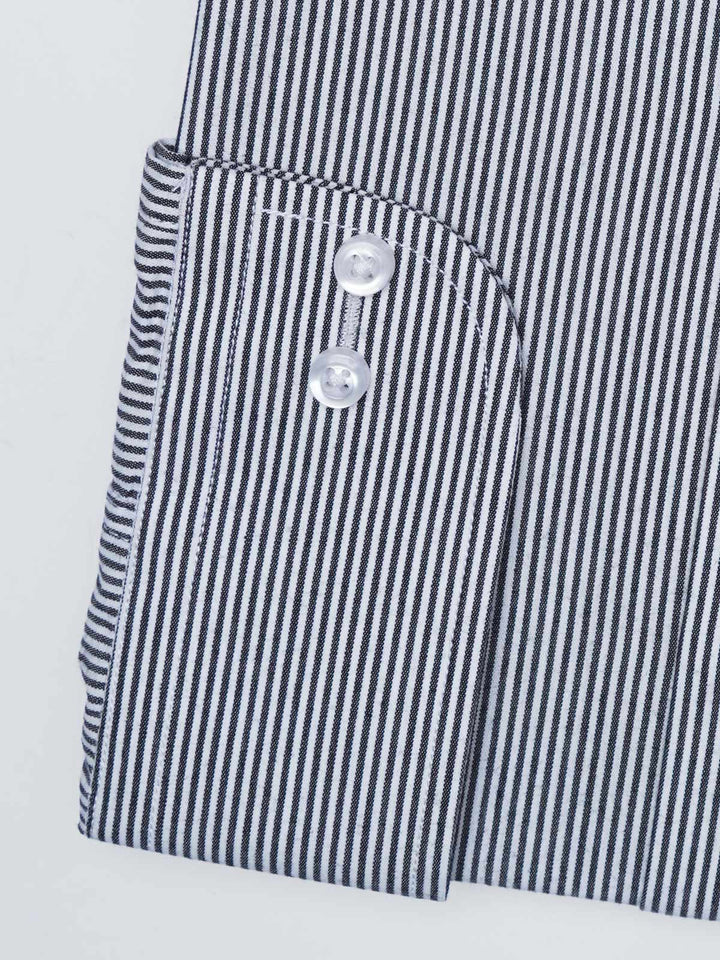 Grey & White Striped, Elite Edition, Cutaway Collar Men’s Formal Shirt (FS-2975)