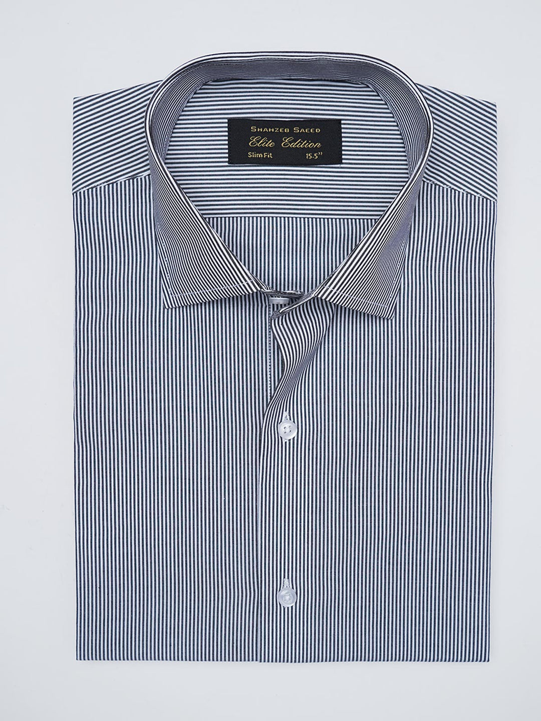 Grey & White Striped, Elite Edition, Cutaway Collar Men’s Formal Shirt (FS-2978)