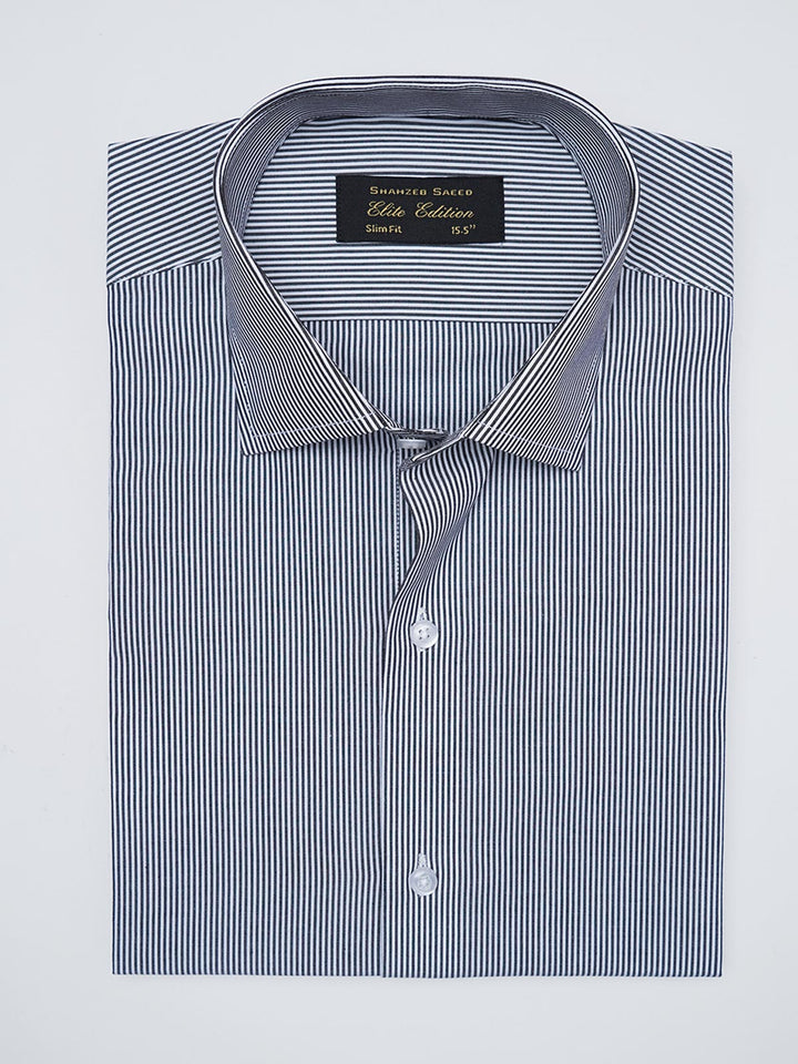 Grey & White Striped, Elite Edition, Cutaway Collar Men’s Formal Shirt (FS-2978)