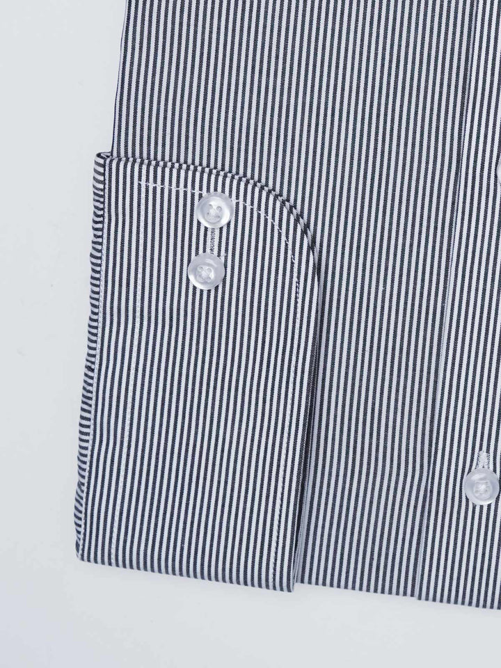Grey & White Striped, Elite Edition, Cutaway Collar Men’s Formal Shirt (FS-2978)