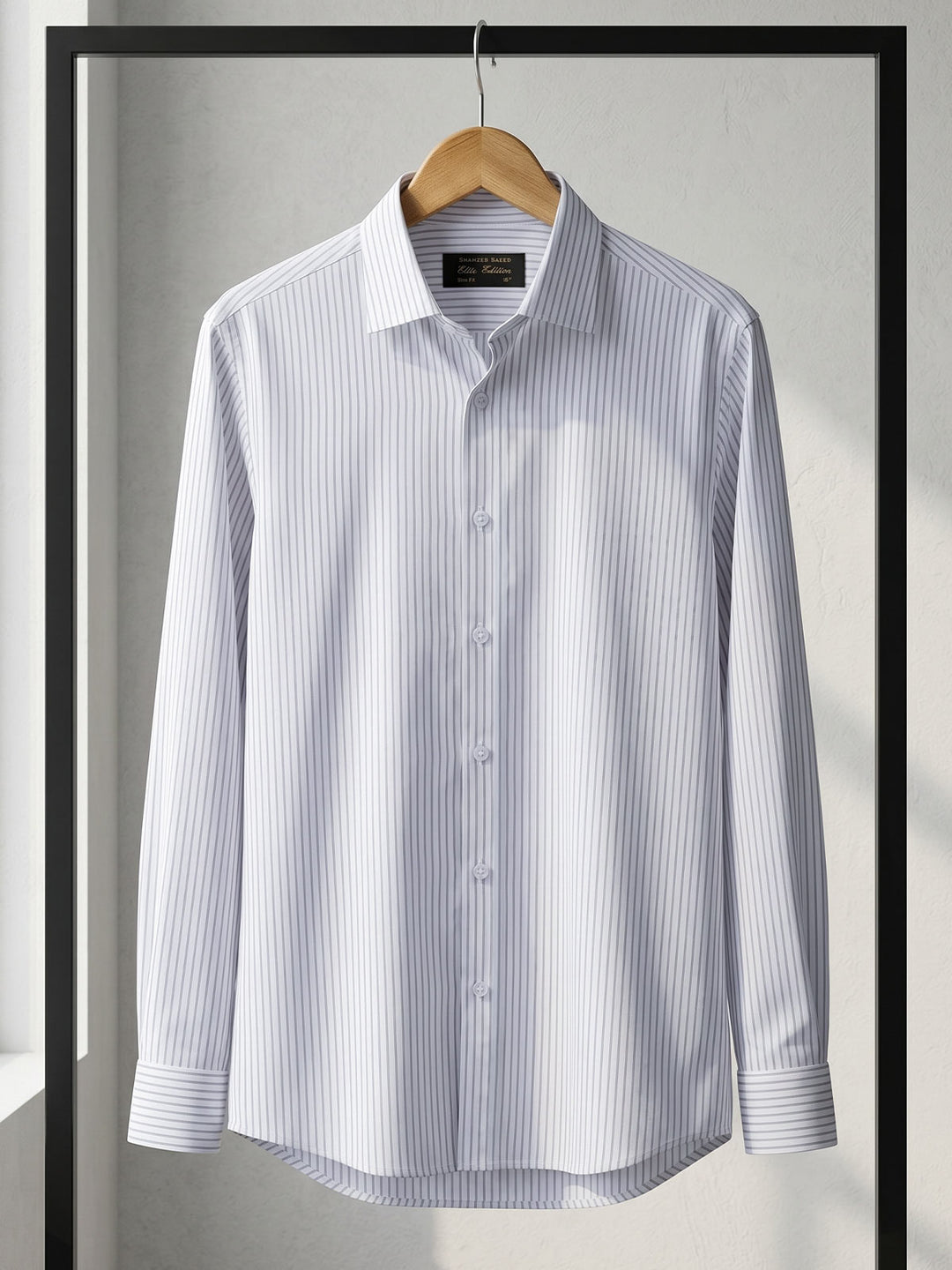 Black Striped, Elite Edition, Cutaway Collar Men’s Formal Shirt (FS-2980)