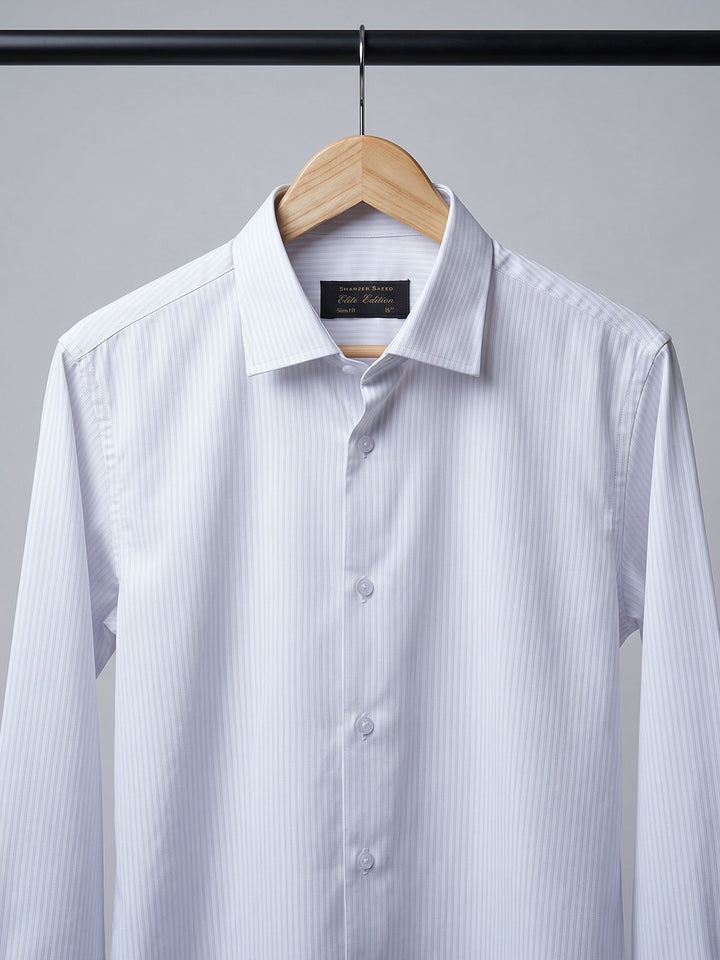 White Striped, Elite Edition, Cutaway Collar Men’s Formal Shirt (FS-2981)