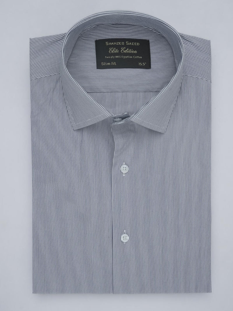 White & Blue Striped, Elite Edition, French Collar Men’s Formal Shirt (FS-403)