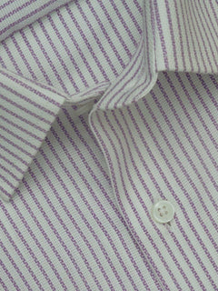 Purple & White Self Striped, Elite Edition, French Collar Men’s Formal Shirt (FS-405)