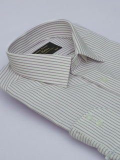 Purple & White Self Striped, Elite Edition, French Collar Men’s Formal Shirt (FS-405)