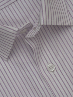 Purple & White Self Striped, Elite Edition, French Collar Men’s Formal Shirt (FS-408)