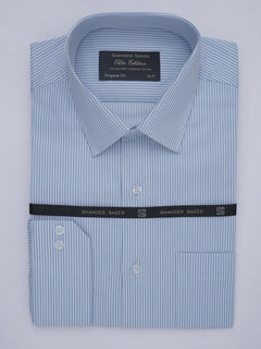 Light Blue Self Striped, Elite Edition, French Collar Men’s Formal Shirt (FS-410)