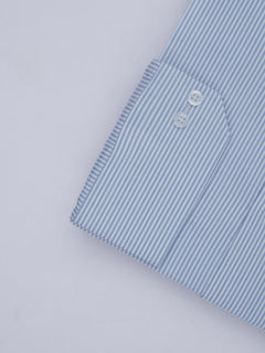 Light Blue Self Striped, Elite Edition, French Collar Men’s Formal Shirt (FS-410)