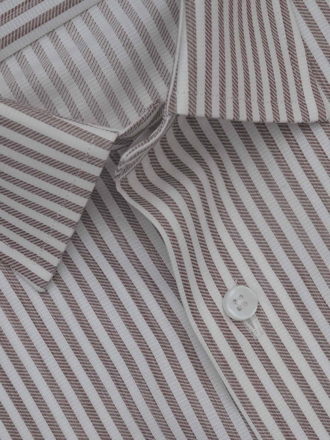 White & Brown Self Striped, Elite Edition, French Collar Men’s Formal Shirt (FS-413)