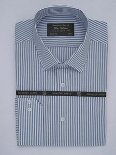 Light Blue & White Striped, Elite Edition, French Collar Men’s Formal Shirt (FS-418)