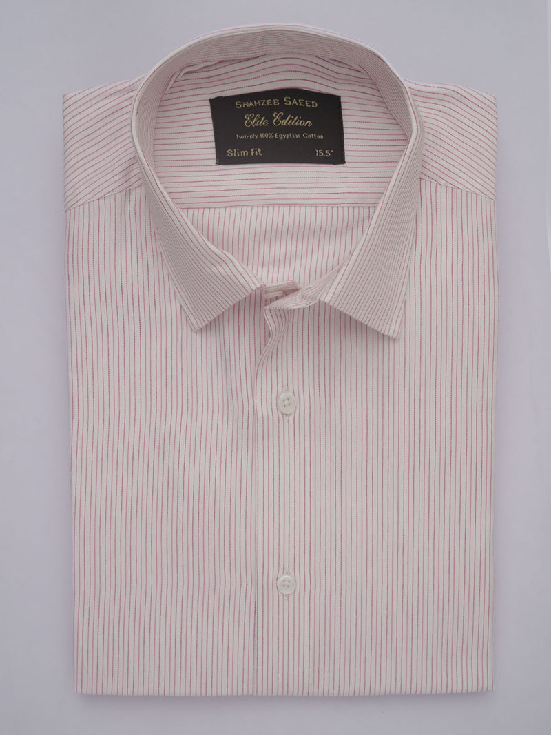 White & Pink Striped, Elite Edition, French Collar Men’s Formal Shirt (FS-424)