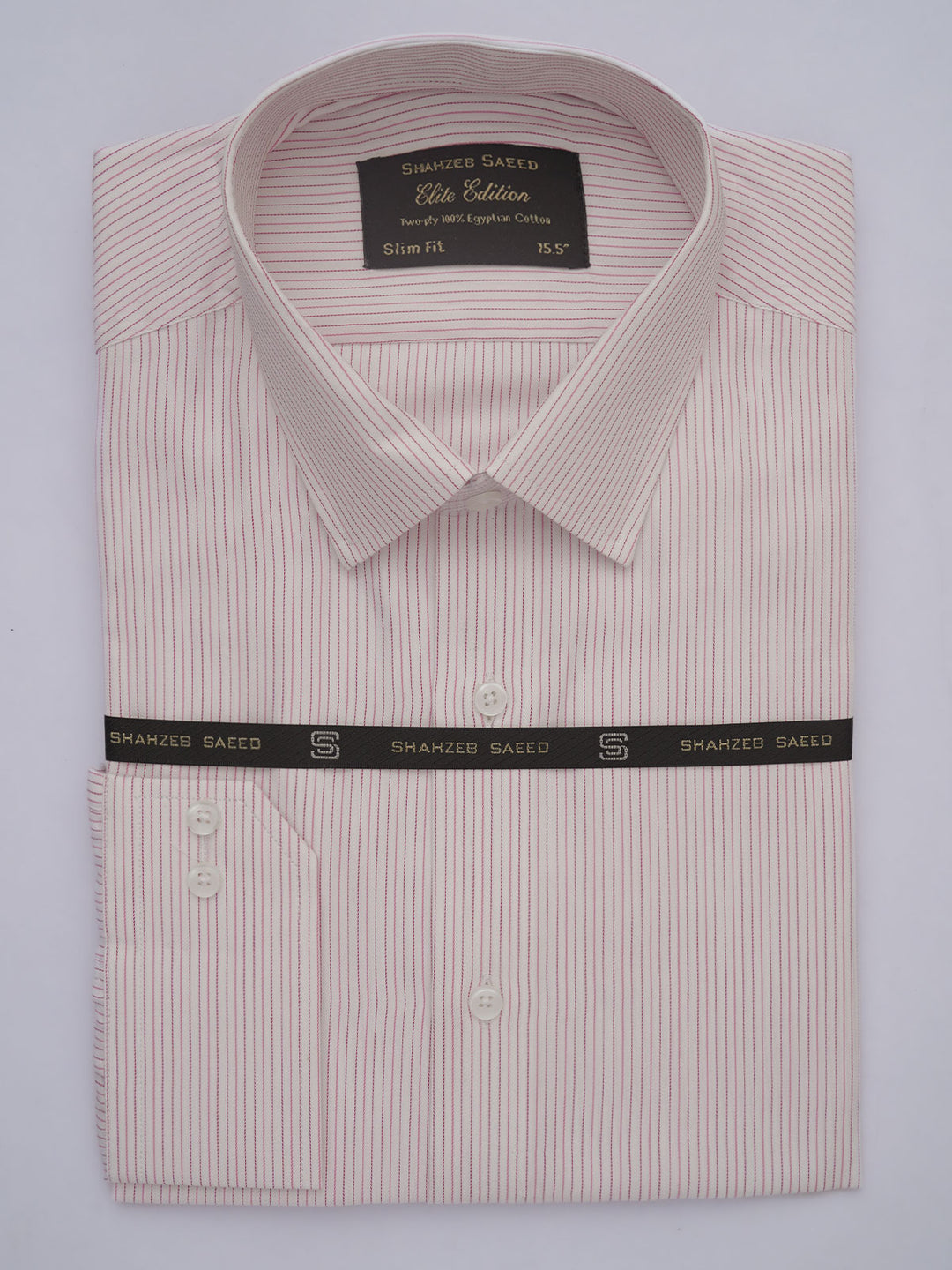 White & Pink Striped, Elite Edition, French Collar Men’s Formal Shirt (FS-424)