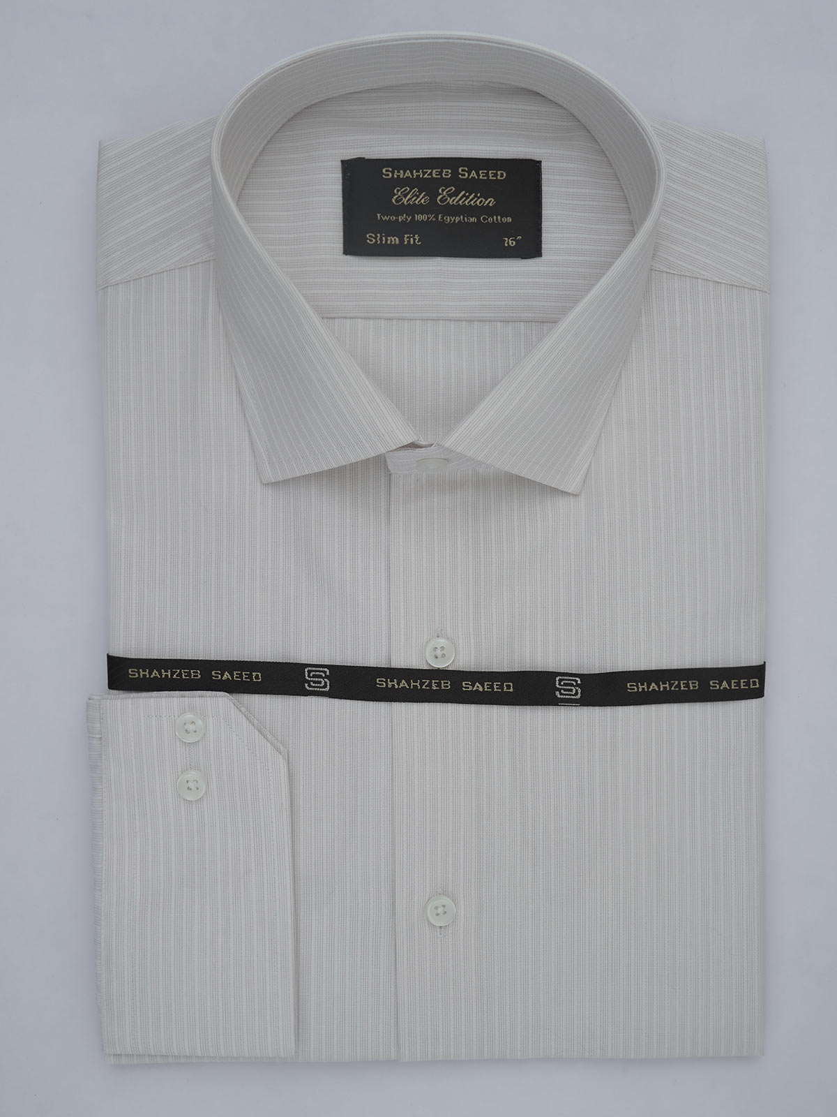 Beige Self Striped, Elite Edition, French Collar Men’s Formal Shirt (FS-427)
