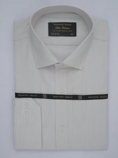 Beige Self Striped, Elite Edition, French Collar Men’s Formal Shirt (FS-427)