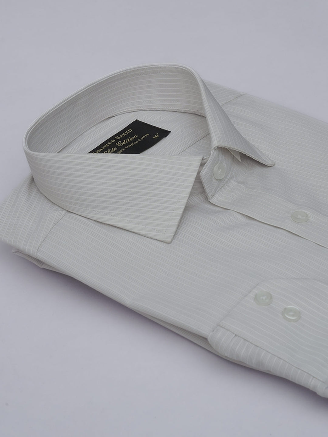 Beige Self Striped, Elite Edition, French Collar Men’s Formal Shirt (FS-427)