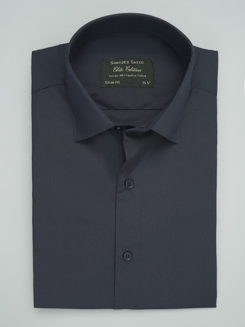 Navy Blue Plain, Elite Edition, French Collar Men’s Formal Shirt (FS-484)