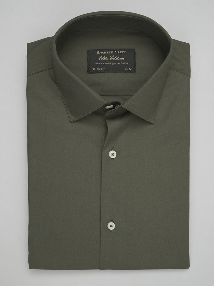 Olive Plain, Elite Edition, French Collar Men’s Formal Shirt (FS-488)