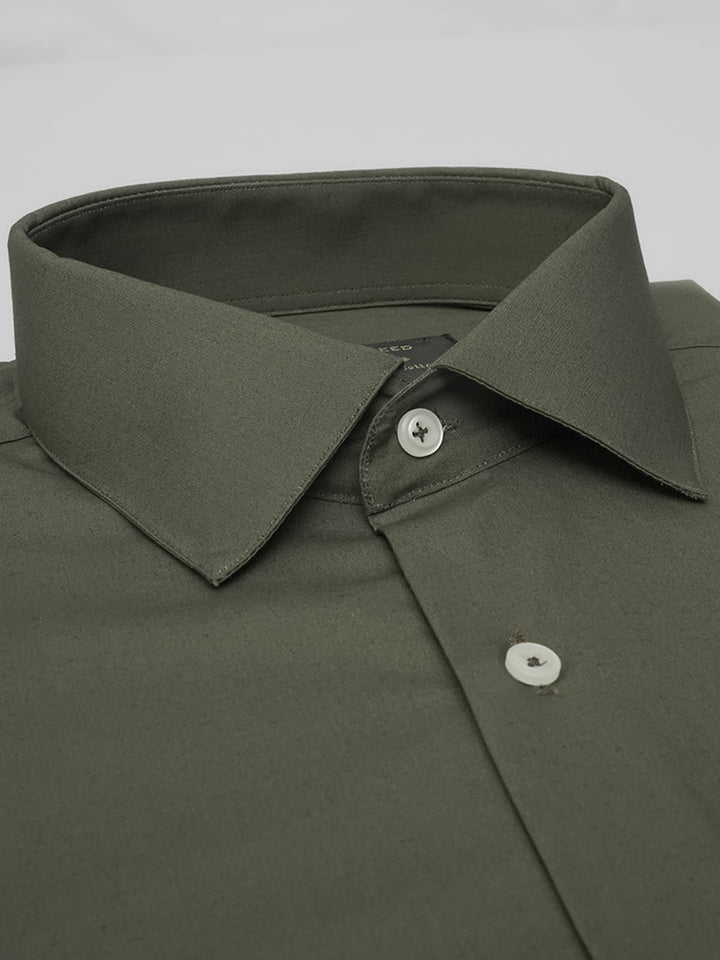 Olive Plain, Elite Edition, French Collar Men’s Formal Shirt (FS-488)