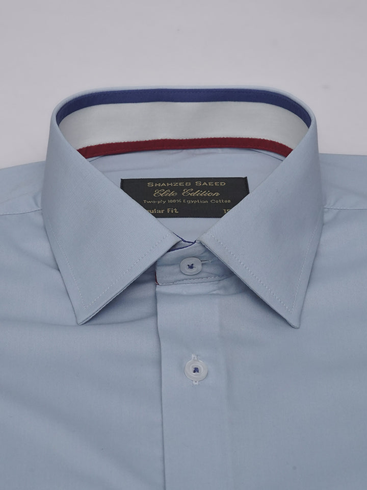 Light Blue Plain, Elite Edition, French Collar Men’s Designer Formal Shirt (FS-502)