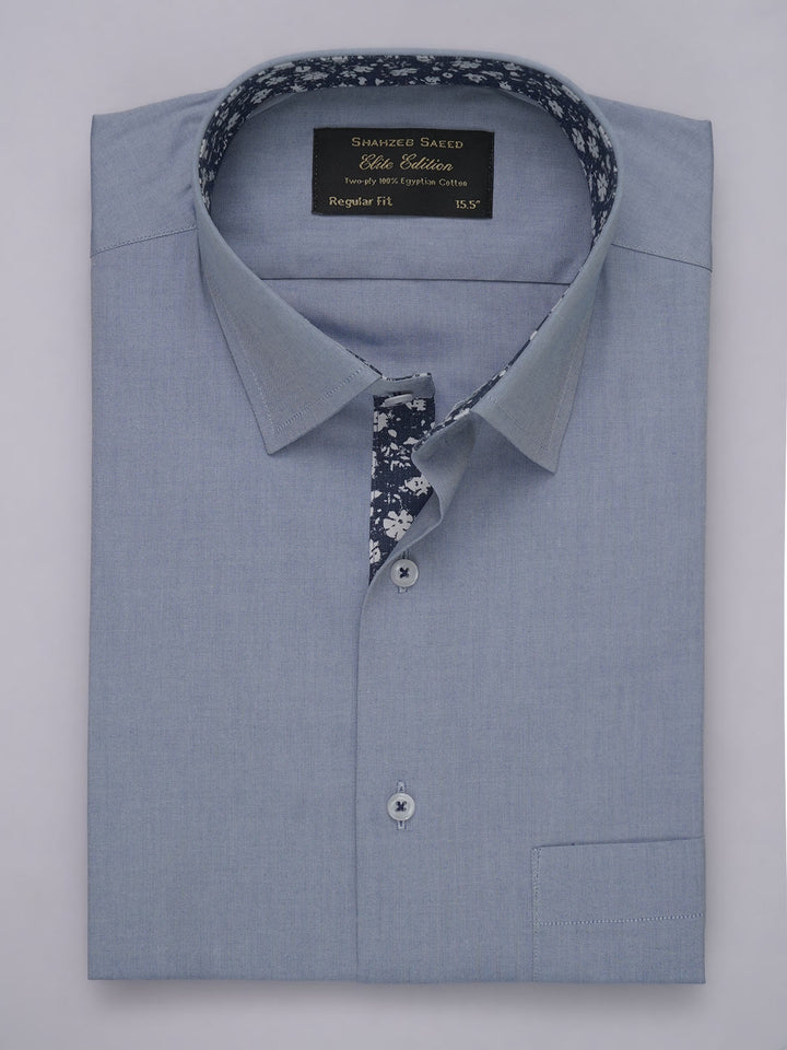 Light Blue Self, Elite Edition, French Collar Men’s Designer Formal Shirt (FS-503)