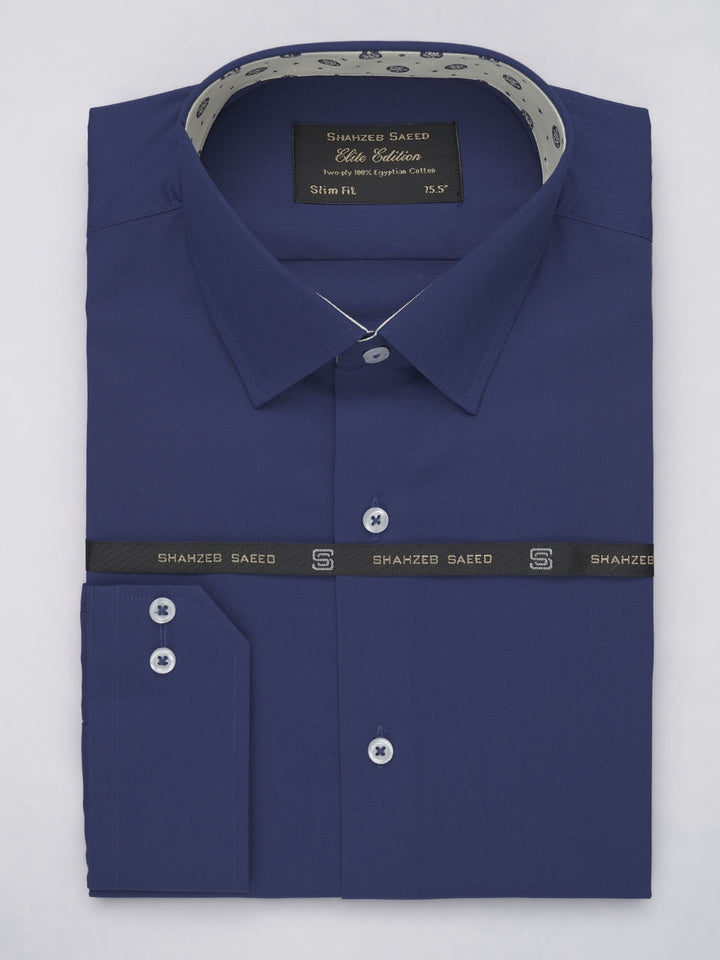 Royal Blue Plain, Elite Edition, French Collar Men’s Designer Formal Shirt (FS-504)