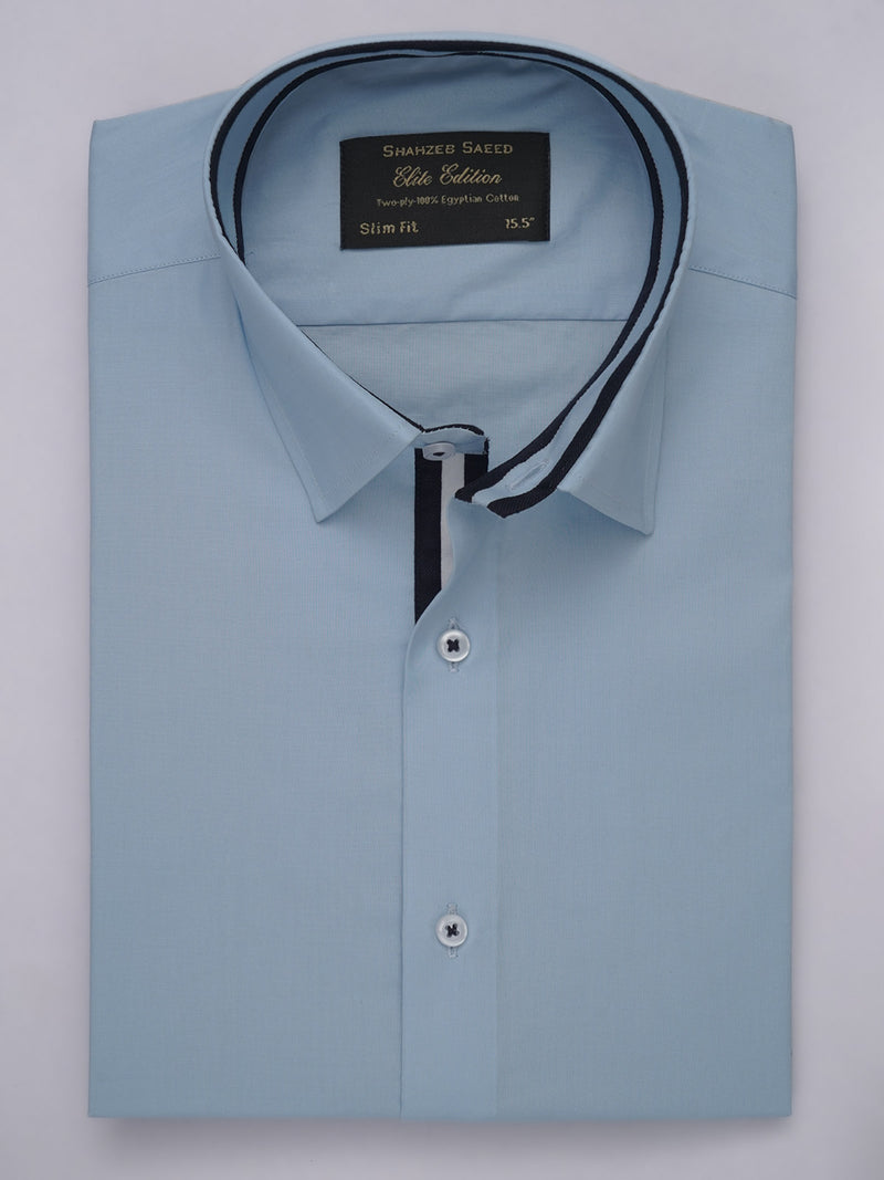 Light Blue Plain, Elite Edition, French Collar Men’s Designer Formal Shirt (FS-513)