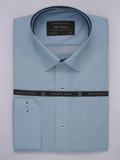 Light Blue Plain, Elite Edition, French Collar Men’s Designer Formal Shirt (FS-513)