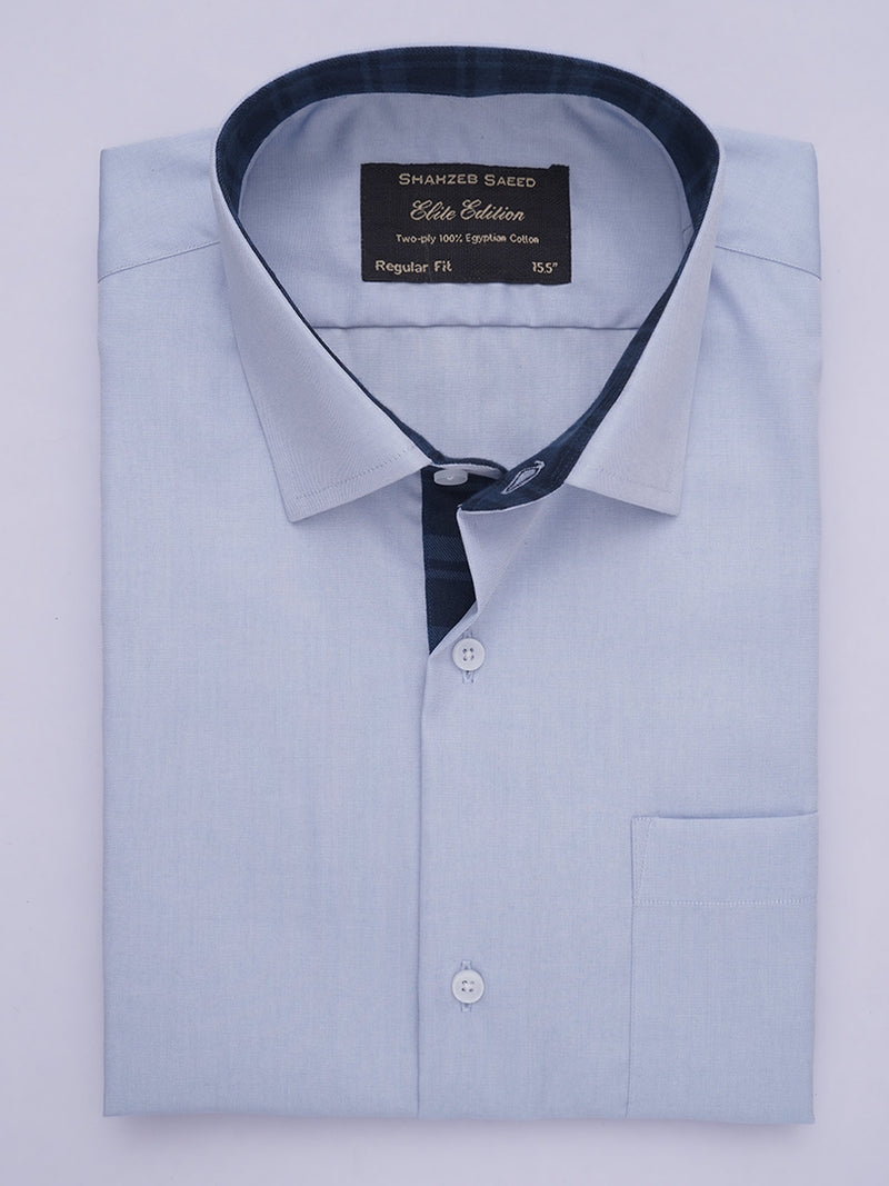 Light Blue Self, Elite Edition, Spread Collar Men’s Designer Formal Shirt (FS-521)