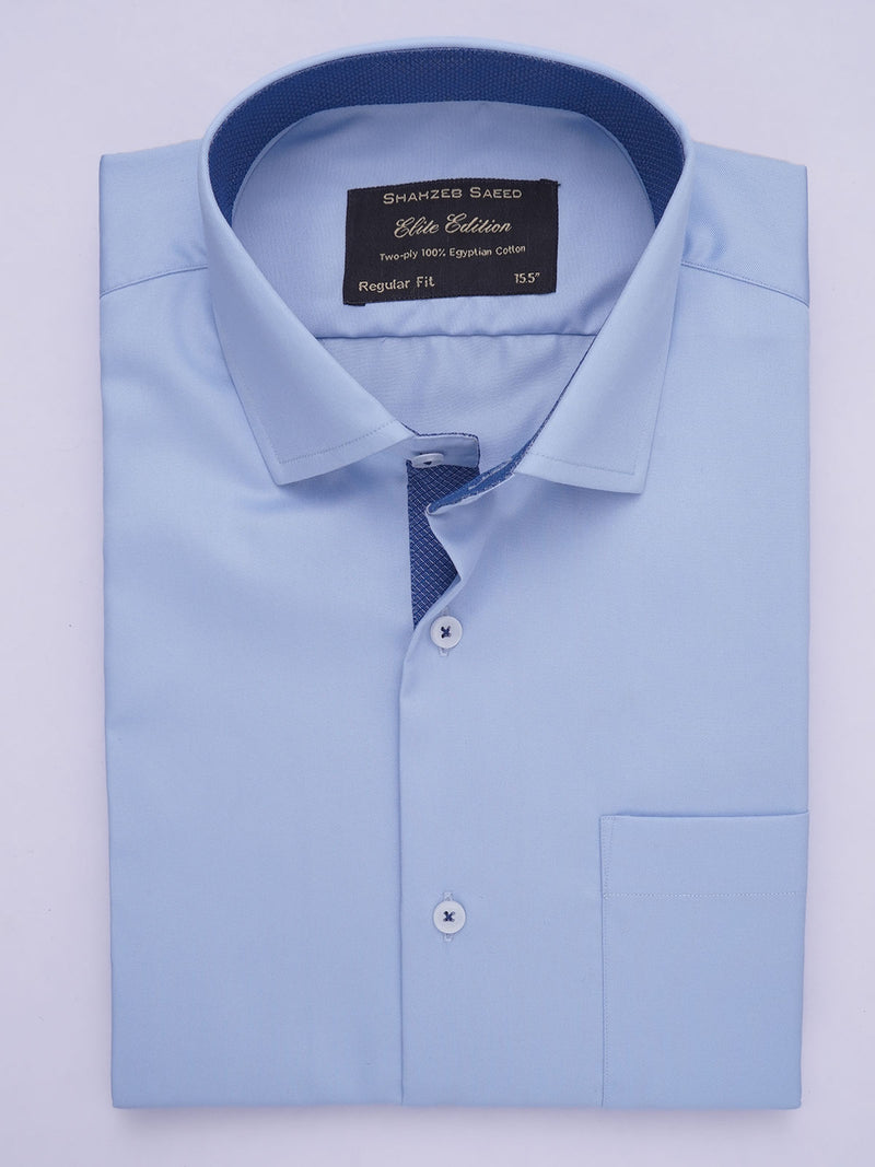 Light Blue Plain, Elite Edition, Spread Collar Men’s Designer Formal Shirt (FS-530)