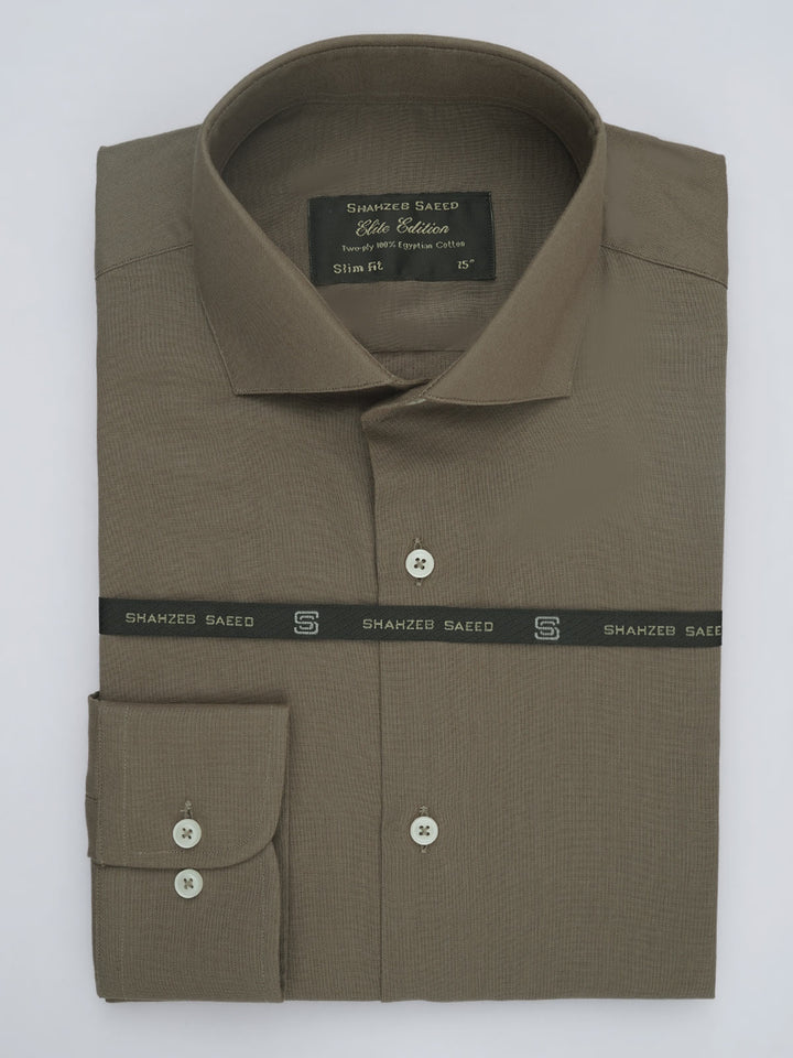 Brown Plain, Elite Edition, Cutaway Collar Men’s Formal Shirt (FS-534)