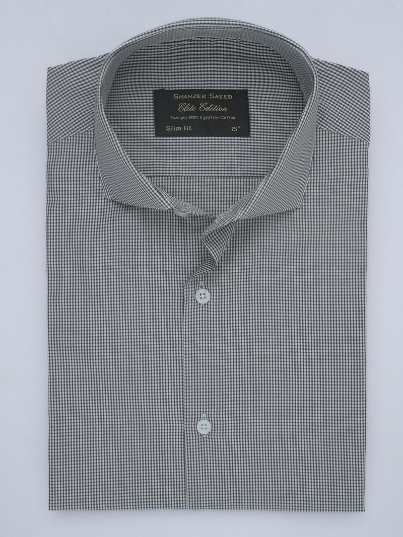 Dark Grey Micro Checkered, Elite Edition, Cutaway Collar Men’s Formal Shirt (FS-540)