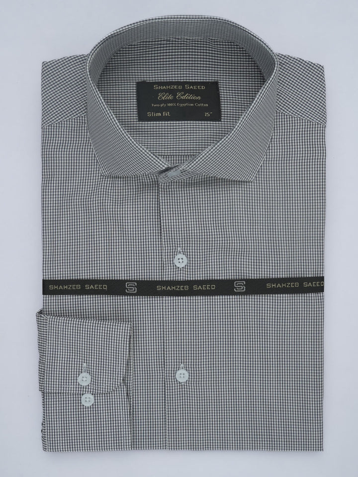 Dark Grey Micro Checkered, Elite Edition, Cutaway Collar Men’s Formal Shirt (FS-540)