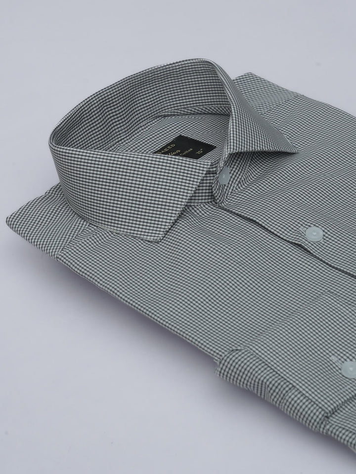 Dark Grey Micro Checkered, Elite Edition, Cutaway Collar Men’s Formal Shirt (FS-540)