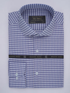 Blue Self Checkered, Elite Edition, Cutaway Collar Men’s Formal Shirt (FS-544)