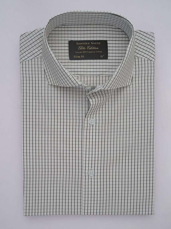 White & Black Checkered, Elite Edition, Cutaway Collar Men’s Formal Shirt (FS-546)