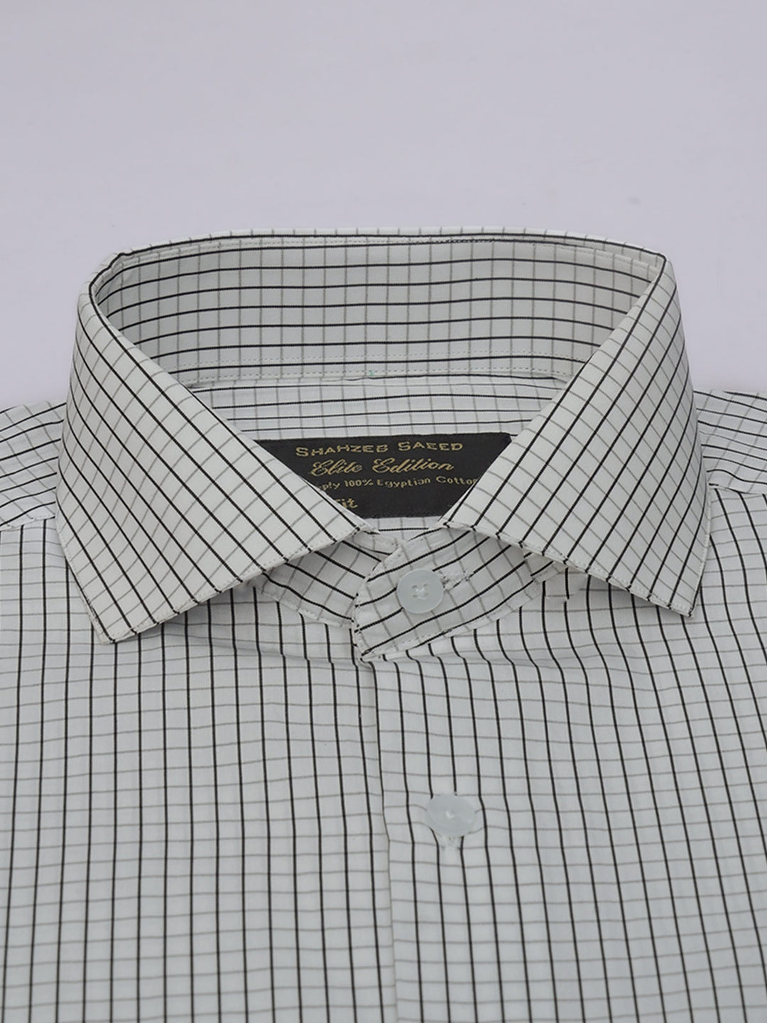 White & Black Checkered, Elite Edition, Cutaway Collar Men’s Formal Shirt (FS-546)