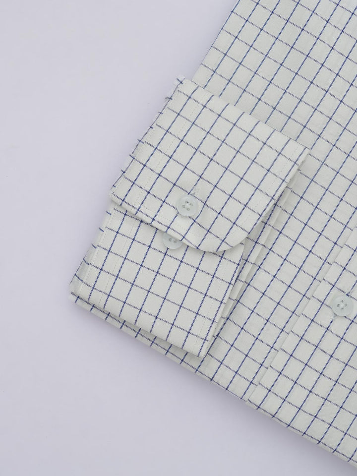 White & Blue Checkered, Elite Edition, Cutaway Collar Men’s Formal Shirt (FS-547)