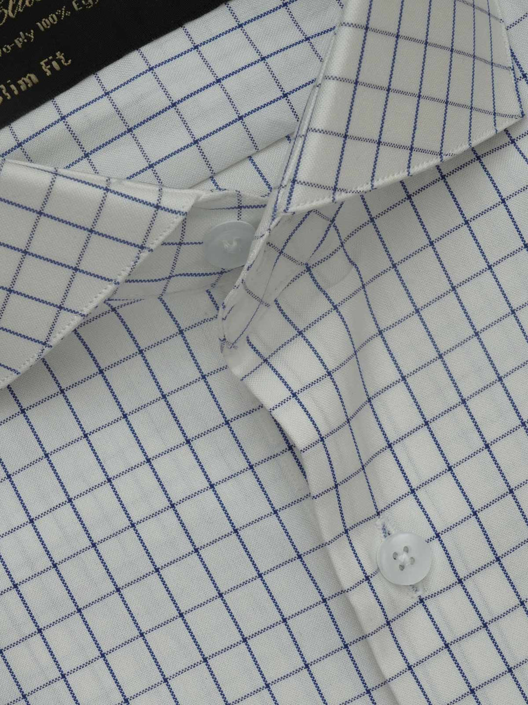 White & Blue Checkered, Elite Edition, Cutaway Collar Men’s Formal Shirt (FS-547)