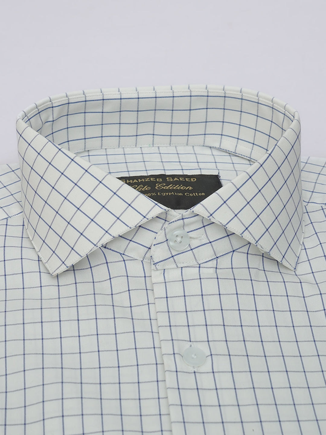 White & Blue Checkered, Elite Edition, Cutaway Collar Men’s Formal Shirt (FS-547)