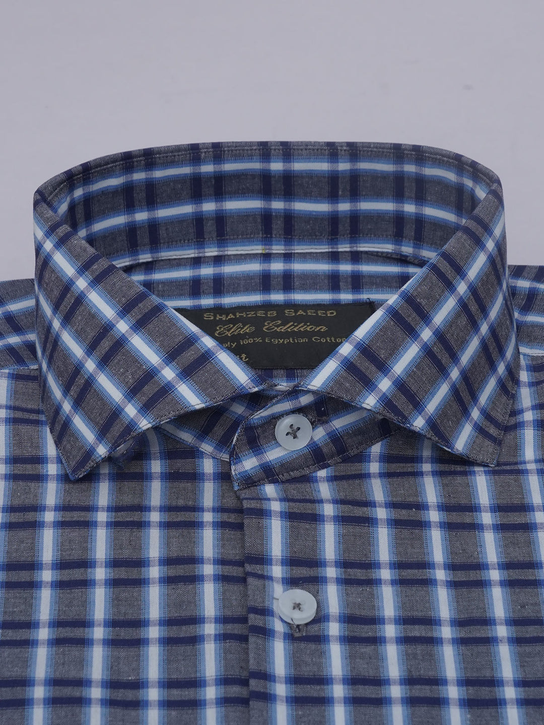 Dark Blue Checkered, Elite Edition, Cutaway Collar Men’s Formal Shirt (FS-550)