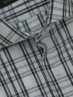 Black & White Checkered, Elite Edition, Cutaway Collar Men’s Formal Shirt (FS-551)