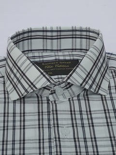 Black & White Checkered, Elite Edition, Cutaway Collar Men’s Formal Shirt (FS-551)