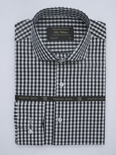 Black & White Checkered, Elite Edition, Cutaway Collar Men’s Formal Shirt (FS-554)