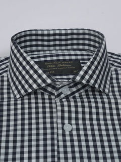 Black & White Checkered, Elite Edition, Cutaway Collar Men’s Formal Shirt (FS-554)