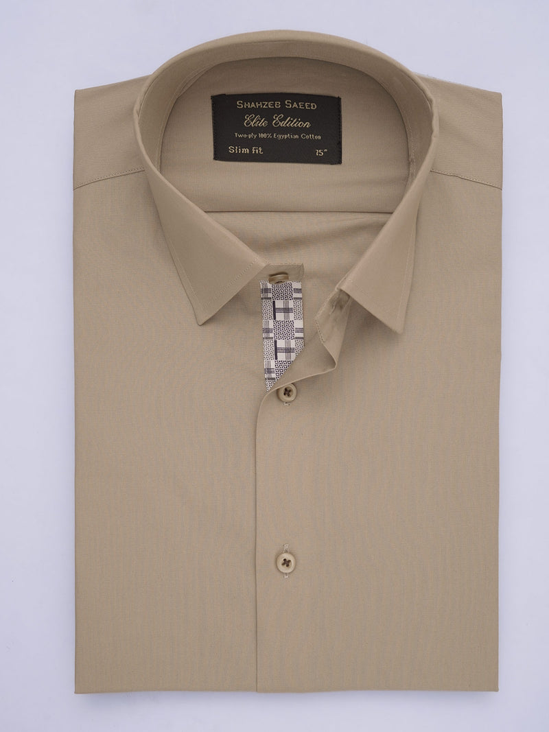 Beige Plain, Elite Edition, French Collar Men’s Designer Formal Shirt (FS-560)