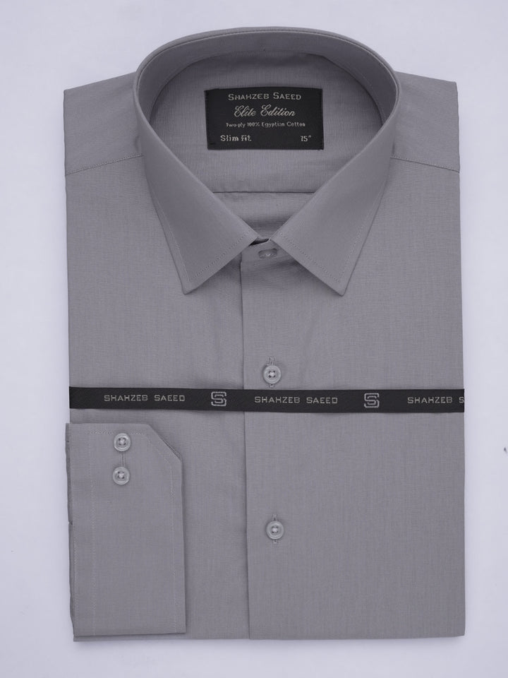 Grey Plain, Elite Edition, French Collar Men’s Designer Formal Shirt (FS-561)